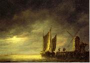 Fishing boats by moonlight. Aelbert Cuyp